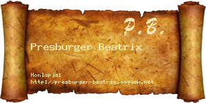 Presburger Beatrix névjegykártya